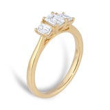 Best Luxury 
18ct Yellow Gold 0.75cttw Emerald Cut Diamond Three Stone Engagement Ring