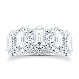Mappin & Webb 18ct White Gold 2.63ct Emerald Cut Diamond Half Eternity Ring