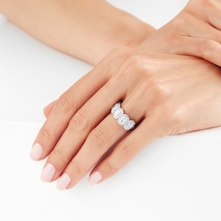 Mappin & Webb 18ct White Gold 2.63ct Emerald Cut Diamond Half Eternity Ring