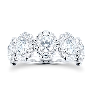 Mappin & Webb 18ct White Gold 2.71ct Diamond 5 Stone Half Eternity Ring