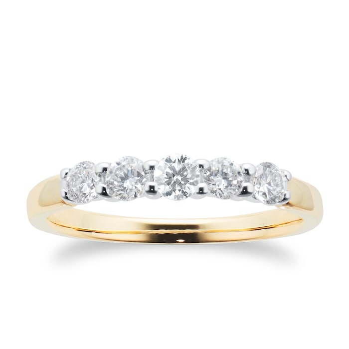 Goldsmiths 18ct Yellow Gold 0.50ct Brilliant Cut Goldsmiths Brightest Diamond Claw Set Ring