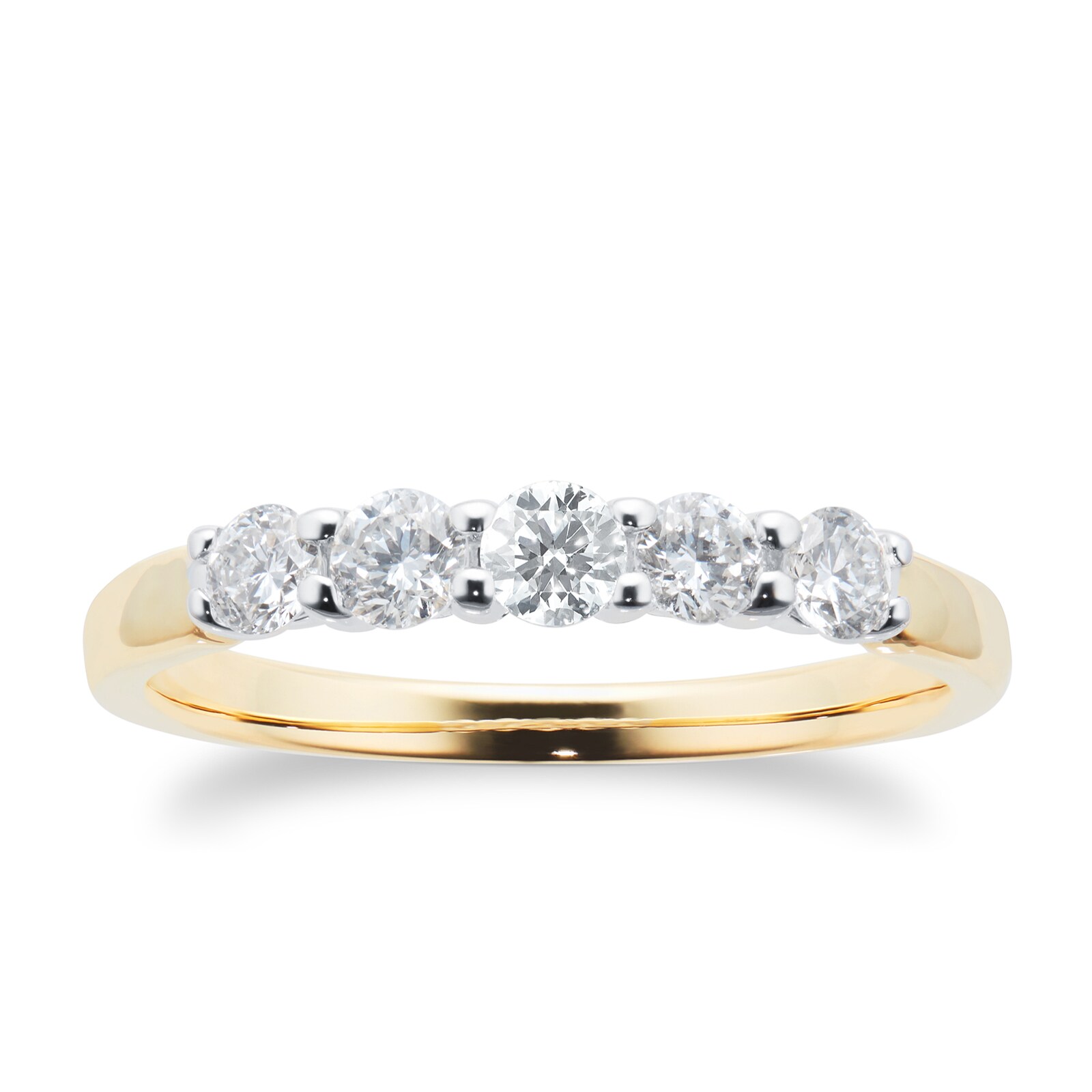 Goldsmiths 18ct Yellow Gold 0.50ct Brilliant Cut Goldsmiths Brightest Diamond Claw Set Ring