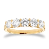 Mappin & Webb 18ct Yellow Gold 1.50cttw Round Brilliant Cut Diamond Five Stone Ring - Ring Size I