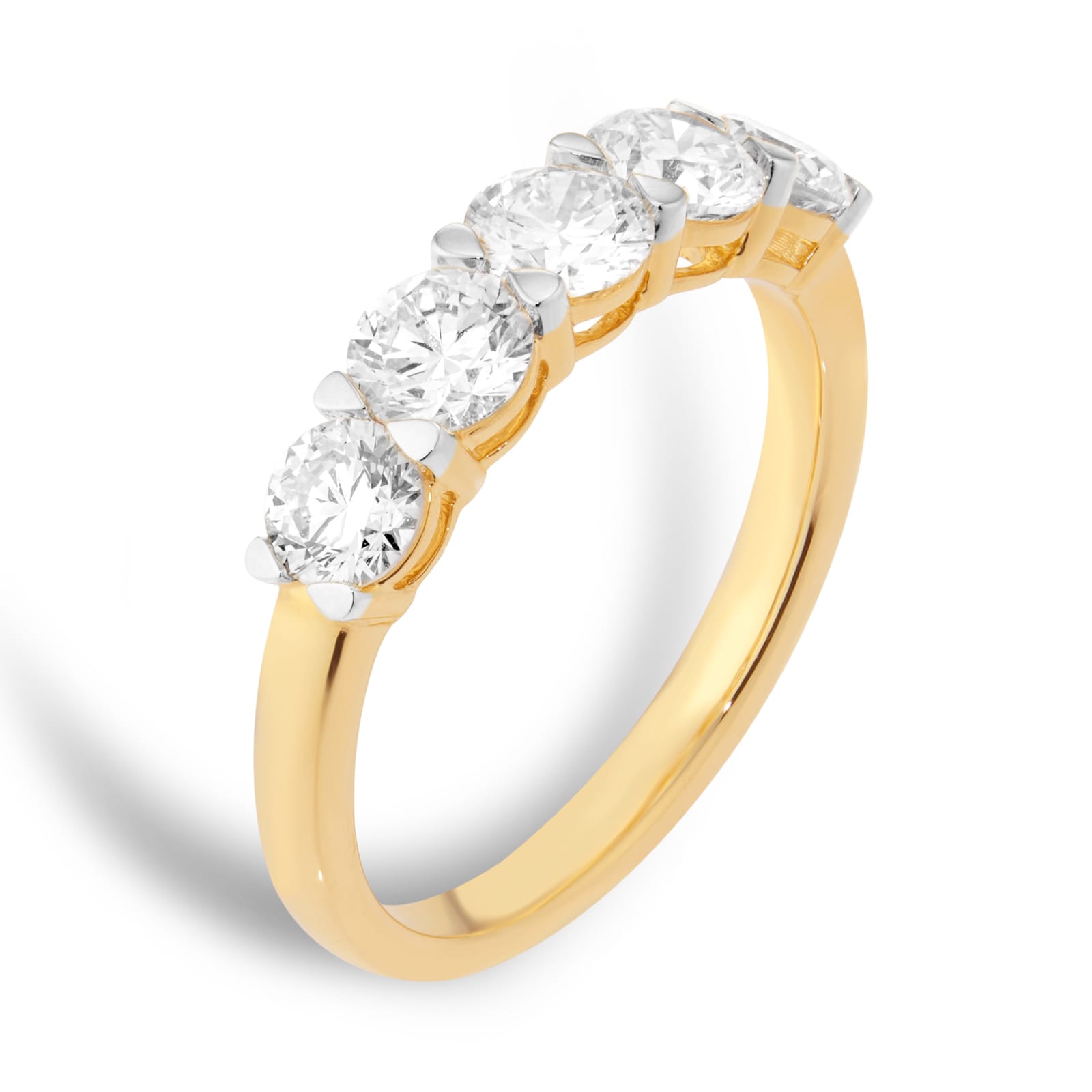 Mappin & Webb 18ct Yellow Gold 1.50cttw Round Brilliant Cut Diamond Five Stone Ring