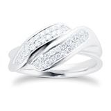 Goldsmiths 18ct White Gold Twist Diamond Dress Ring - Ring Size R