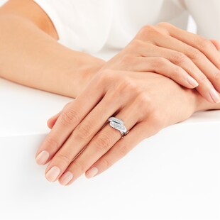Goldsmiths 18ct White Gold Twist Diamond Dress Ring - Ring Size R