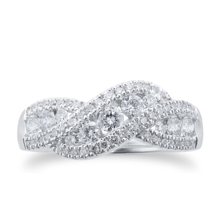 Goldsmiths Brilliant Cut 0.75 Carat Total Weight Diamond Ring In 9 Carat White Gold - Ring Size K