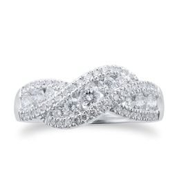 06070860 - Brilliant Cut 0.75 Carat Total Weight Diamond Ring In 9 Carat White Gold