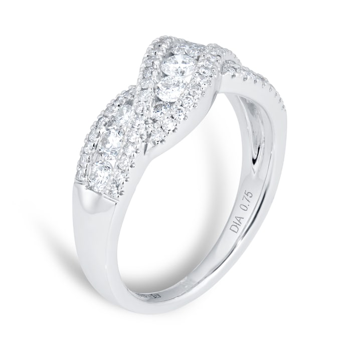 Goldsmiths Brilliant Cut 0.75 Carat Total Weight Diamond Ring In 9 Carat White Gold - Ring Size J