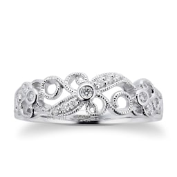 06070861 - Brilliant Cut 0.10 Carat Total Weight Diamond Ring In 9 Carat White Gold