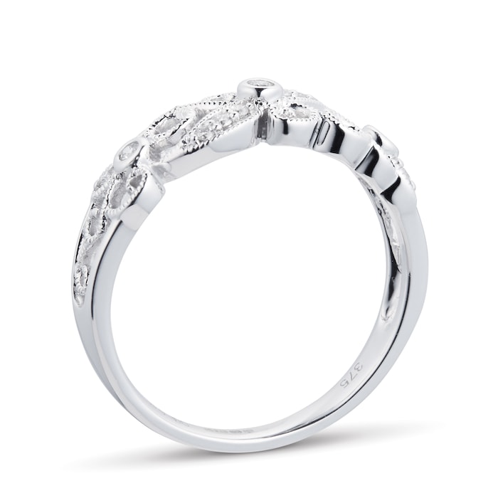 Goldsmiths Brilliant Cut 0.10 Carat Total Weight Diamond Ring In 9 Carat White Gold