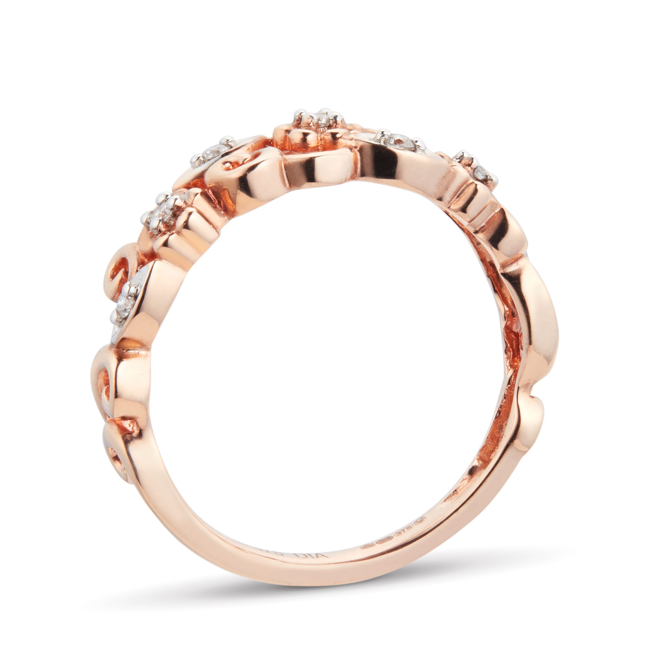 Goldsmiths Brilliant Cut Diamond Ring In 9 Carat Rose Gold - Ring Size G