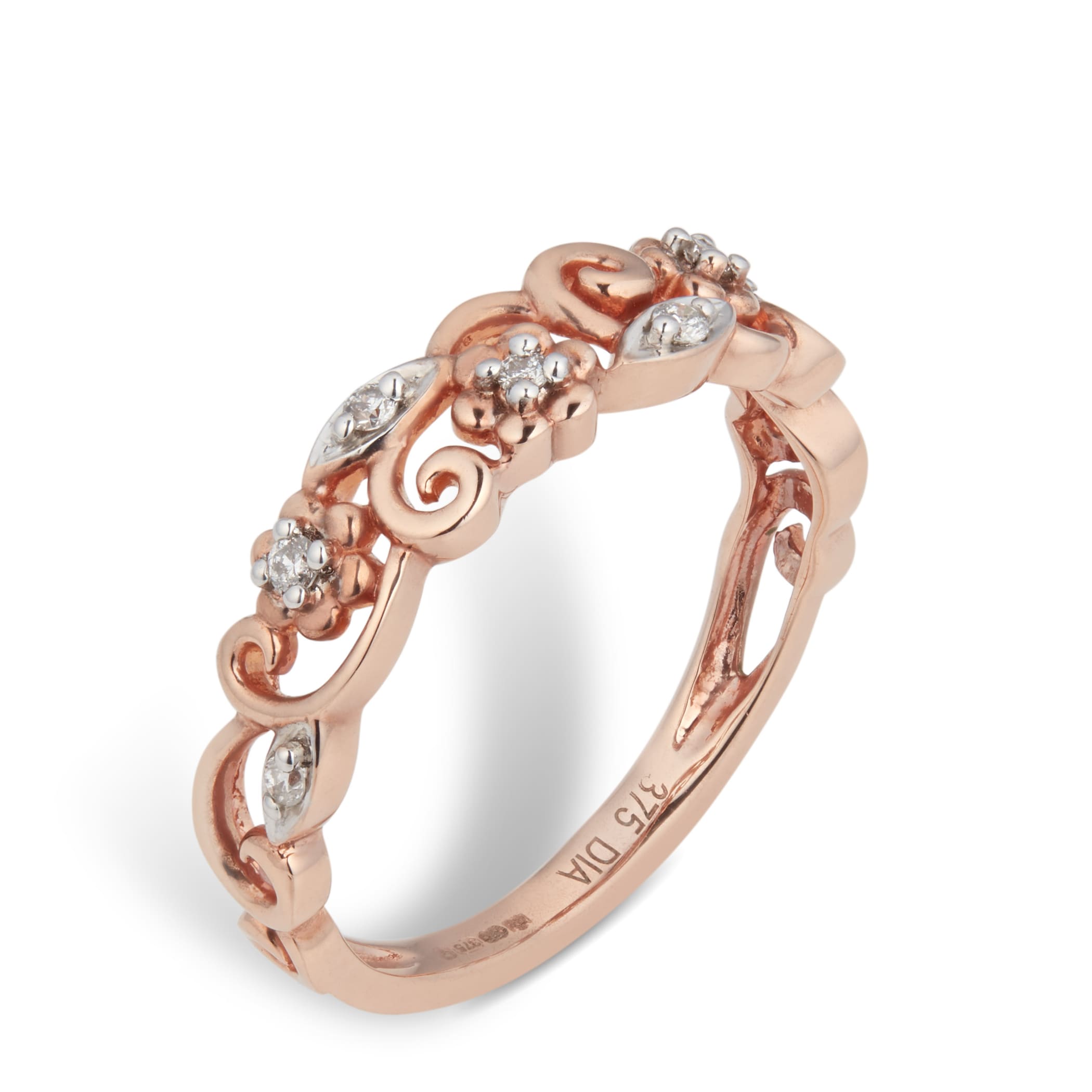 Goldsmiths Brilliant Cut Diamond Ring In 9 Carat Rose Gold - Ring Size G