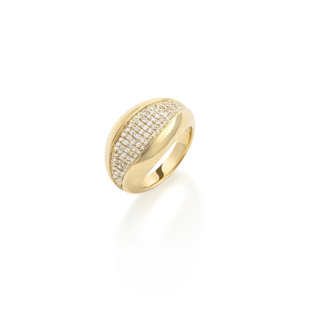 Mappin & Webb 18ct Yellow Gold Diamond Set Bombe Ring