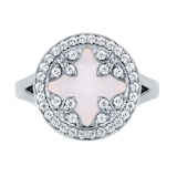 Mappin & Webb Treasure Empress 18ct White Gold Mother Of Pearl And 0.32cttw Diamond Ring