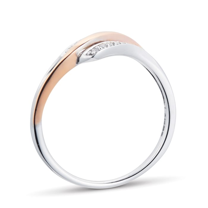 Goldsmiths 9ct Rose And White Gold  0.06ct Diamond  Twist Ring