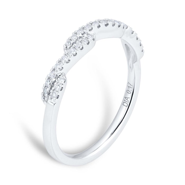 Goldsmiths 9ct White Gold 0.17ct Diamond Cross Over Eternity Ring - Ring Size J