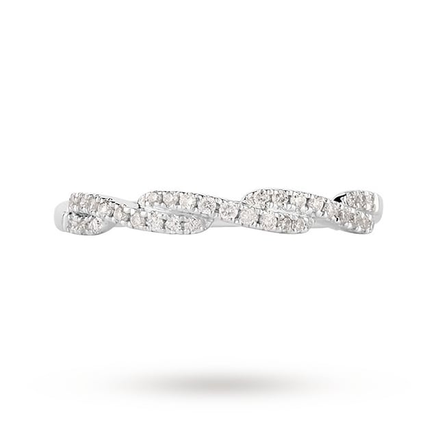 Goldsmiths 9ct White Gold 0.17ct Diamond Cross Over Eternity Ring - Ring Size J