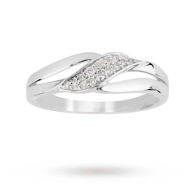 Goldsmiths 9ct White Gold 0.10ct Diamond Diagonal Eternity Ring