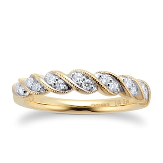 Goldsmiths 9ct Yellow Gold 0.20ct Milgrain Twist Eternity Ring Goldsmiths 9ct Yellow Gold 0.20ct Milgrain Twist Eternity Ring
