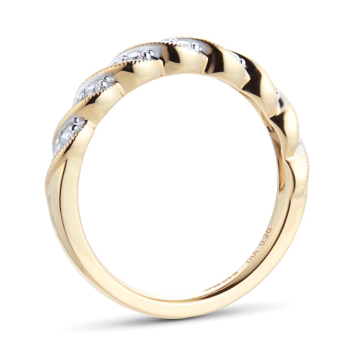 Goldsmiths 9ct Yellow Gold 0.20ct Milgrain Twist Eternity Ring - Ring Size K
