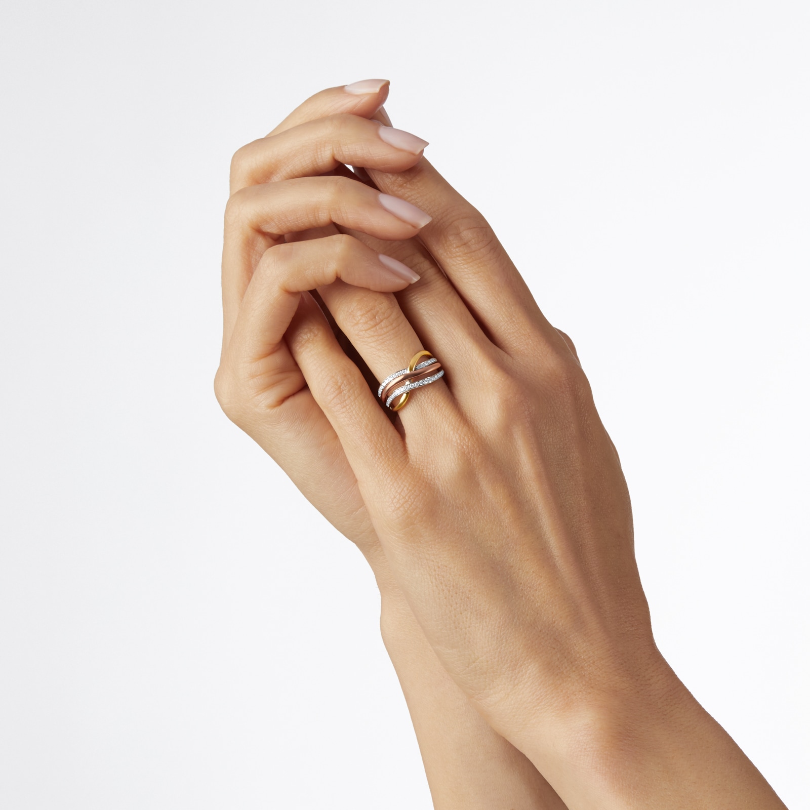 Goldsmiths 9ct Three Coloured Gold 0.25ct Ring RA3044D69KTTP Goldsmiths