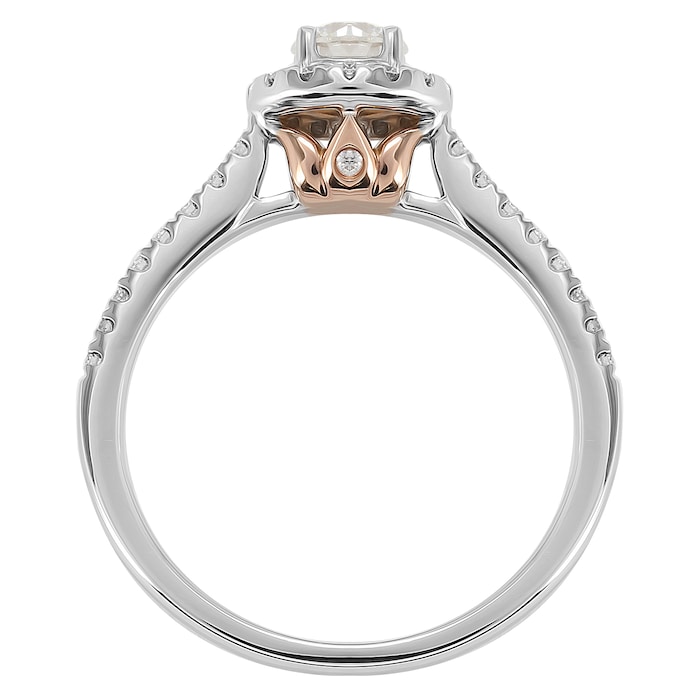 Mappin & Webb Lotus 18ct White And Rose Gold 0.75cttw Halo Ring