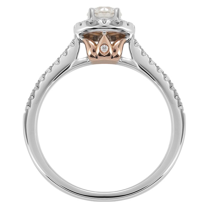 Mappin & Webb Lotus 18ct White And Rose Gold 0.75cttw Halo Ring