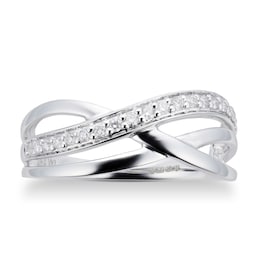 06070944 - 9ct White Gold 0.15cttw Diamond Cross Over Ring