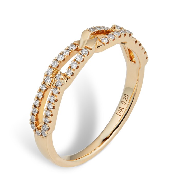 Mappin & Webb Harmony 18ct Yellow Gold 0.20cttw Diamond Stacker Ring