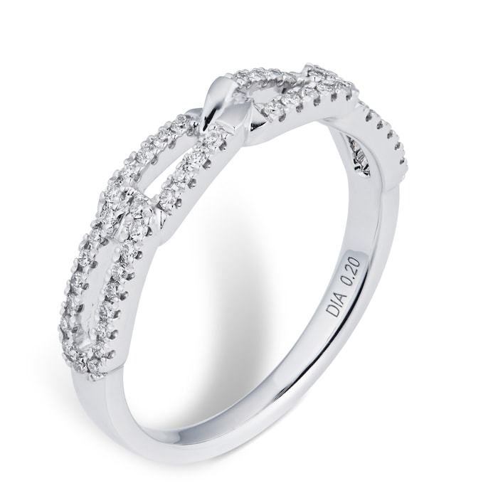 Mappin & Webb Harmony 18ct White Gold 0.20cttw Diamond Stacker Ring