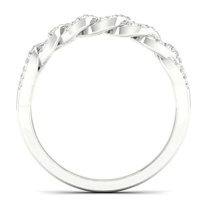 Goldsmiths 9ct White Gold 0.20cttw Diamond Chain Link Stacker Ring