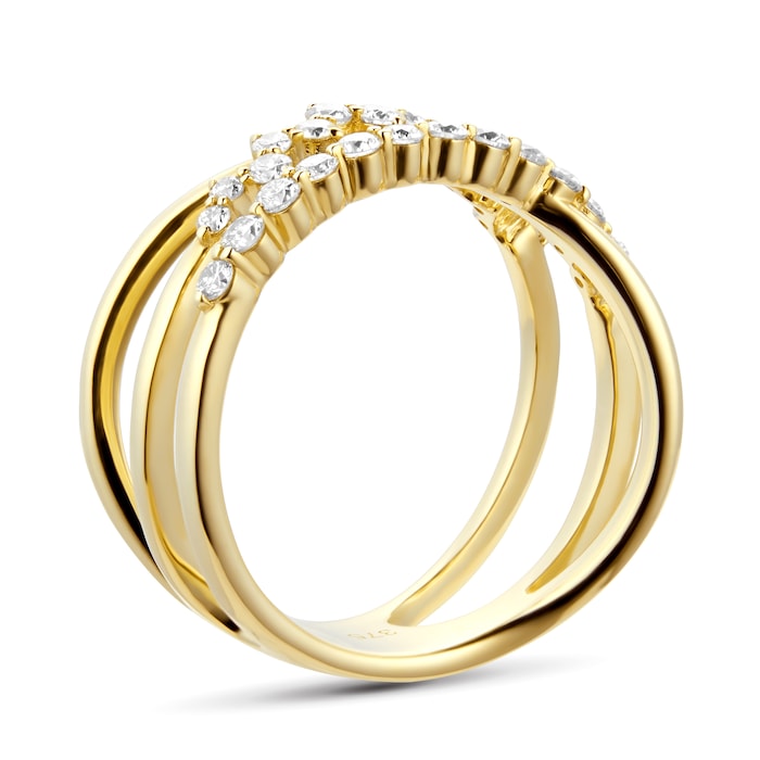 Goldsmiths 9ct Yellow Gold 0.50cttw Diamond Scatter Crossover Ring