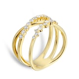 Goldsmiths 9ct Yellow Gold 0.50cttw Diamond Scatter Crossover Ring