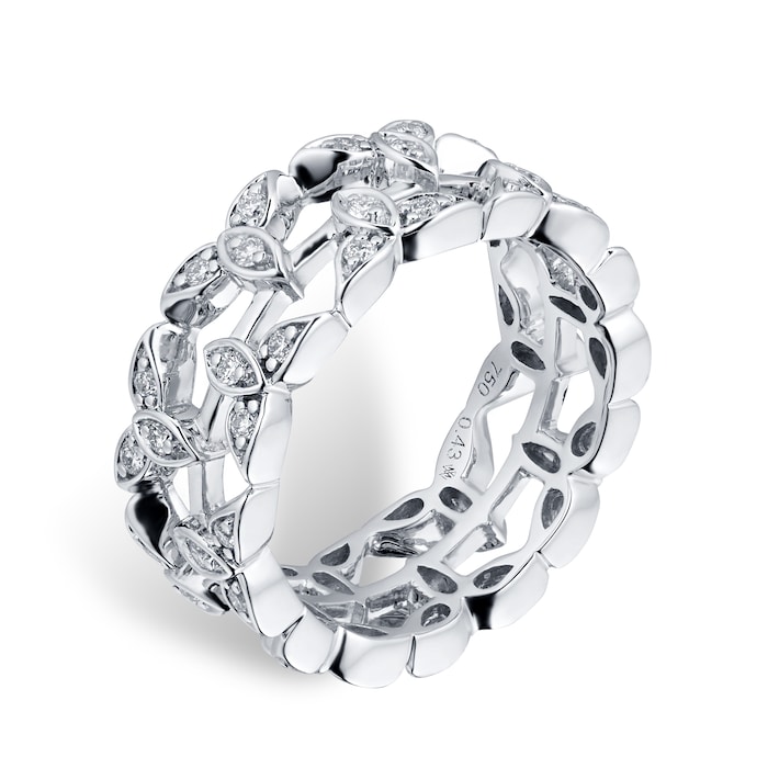 Mappin & Webb Empress 18ct White Gold 0.43cttw Diamond Ring - Ring Size J