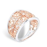 Mappin & Webb Floresco 18ct Rose Gold 0.30ct Diamond Large Filigree Cuff Ring