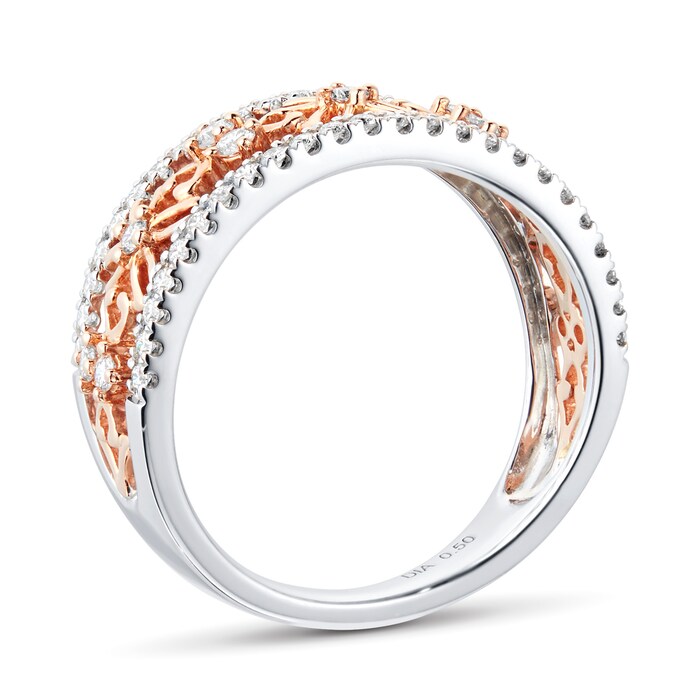 Mappin & Webb Floresco 18ct White & Rose Gold 0.50ct Diamond Filigree Ring