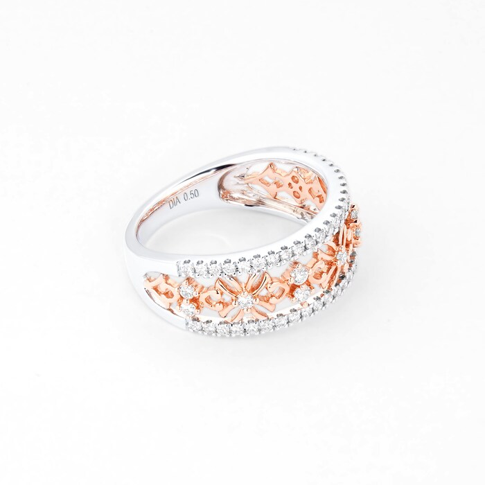 Mappin & Webb Floresco 18ct White & Rose Gold 0.50ct Diamond Filigree Ring