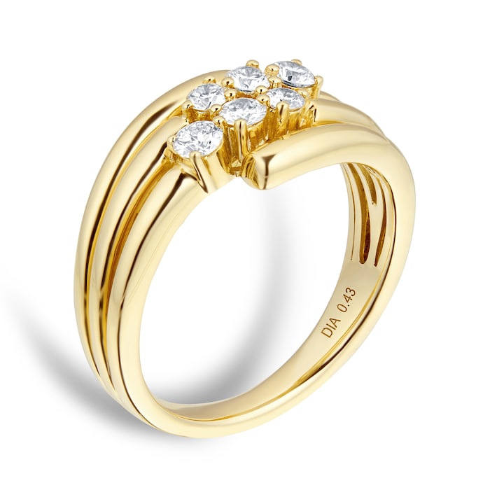 Mappin & Webb 18ct Yellow Gold 0.44ct Diamond Dress Ring - Ring Size K