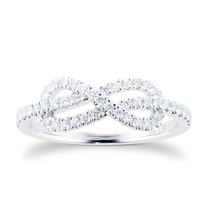 Goldsmiths 18ct White Gold 0.30cttw Knot Infinity Diamond Ring