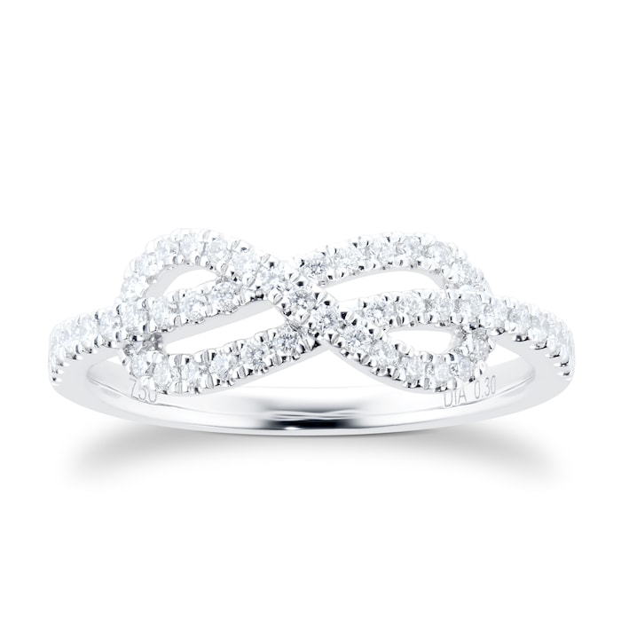 Goldsmiths 18ct White Gold 0.30cttw Knot Infinity Diamond Ring