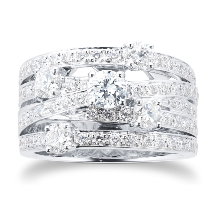 Mappin & Webb 18ct White Gold 2.03ct Diamond 4 Row Ring