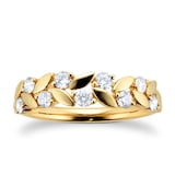 Goldsmiths 9ct Yellow Gold 0.50cttw Diamond Floral Band
