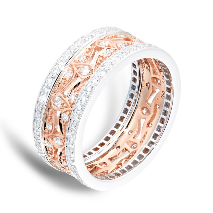 Mappin & Webb Empress 18ct White & Rose Gold 0.95cttw Diamond Eternity Ring - Ring Size K