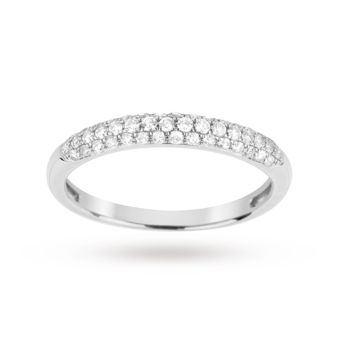 Goldsmiths Brilliant Cut 0.33 Carat Total Weight Pave Set Diamond Ring In 9 Carat White Gold
