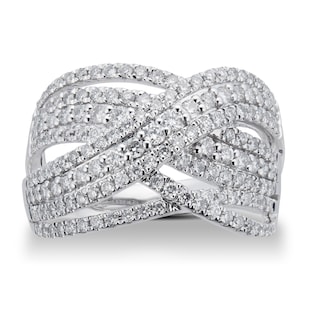 Goldsmiths Brilliant Cut 1.00 Carat Total Weight Diamond Wrap Ring In 9 Carat White Gold