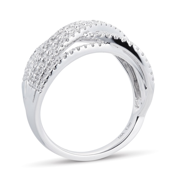 Goldsmiths Brilliant Cut 1.00 Carat Total Weight Diamond Wrap Ring In 9 Carat White Gold - Ring Size J