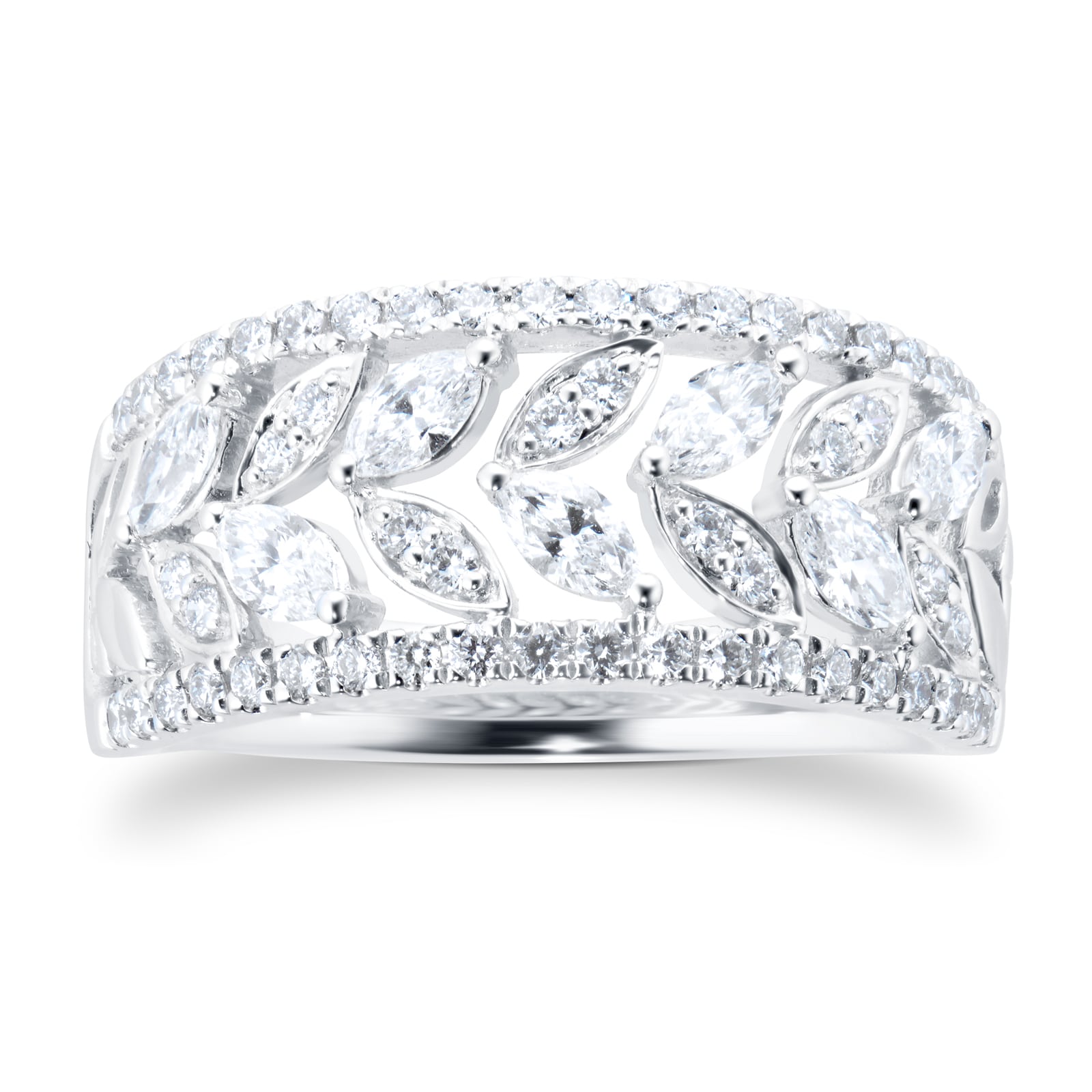 Mappin & Webb Vinea 18ct White Gold 1.00cttw Diamond Cuff Ring