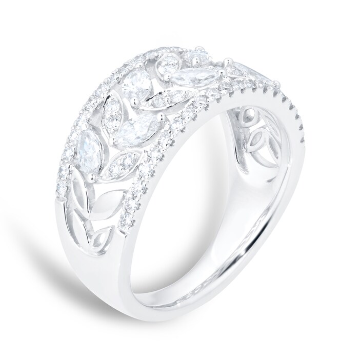 Mappin & Webb Vinea 18ct White Gold 1.00cttw Diamond Cuff Ring - Ring Size K