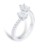 Mappin & Webb Platinum Toi et Moi 1.20cttw Emerald Cut Ring With Diamond Set Shoulders